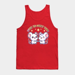 Mice To Meet You Two Kawaii Mice Handshaking Funny Rodent Pun Tank Top